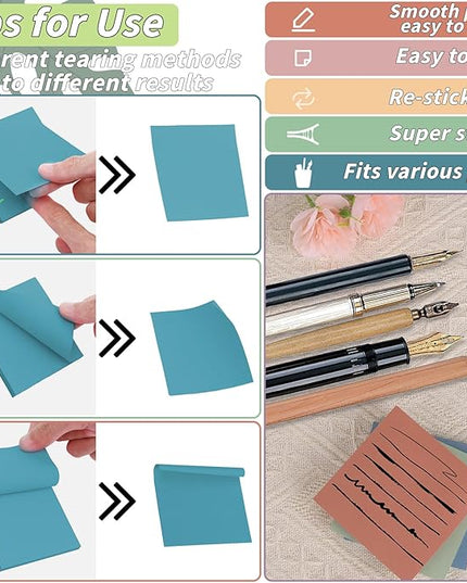 60 Pack Vintage Sticky Notes 3x3 12 Retro Colors Posted Note Adhesive Paper Memo Pads 56 Sheets/Pad Self-Stick Note Bulk Easy to Stick for Back to School Teacher Student, Office Supplies
