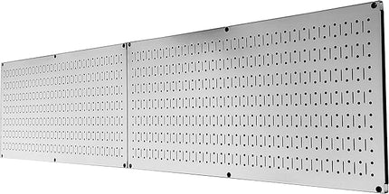 Wall Control Pegboard Rack Garage Storage Galvanized Steel Horizontal Peg Board Pack - Two 32-Inch x 16-Inch Shiny Metallic Metal WallBoard Tool Organization Panels