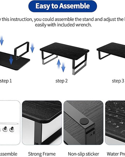 BESIGN MS01 Monitor Stand Riser, Height Adjustable Laptop Stand, Computer Monitor Stand for Monitor, Computer,Laptop,Printer (Black)