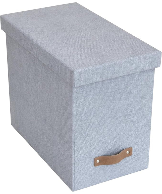 Bigso John File Box - File Storage Box and File Organizer for Important Paperwork - Durable Hanging File Box with Lid and Leather Handle - 7.36 in x 13.26 in x 10.51 in - Ash