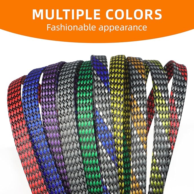 Braided Expandable Cable Sleeve, 25ft PP Cotton and PET Braided Cable Management, Flexible Mesh Wire Loom and Cable Protector for TV, Computer, Home Theater, Automotive (Orange White Grey, 1/2")