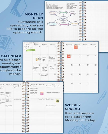 Clever Fox Teacher Planner Spiral – School Year Planner with Calendars & Lesson Plans – Teacher Plan Book for Classroom & Homeschool Organization - Undated, 7.9x10″ (Mystic Blue)