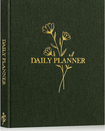 Lanpn Undated Daily Planner Hourly Schedule Notebook, 196 Pages 2 Page per Day To Do List Notebook Notepad Appointment Work Planner, Hardcover Daily Journal Organizer Book For Women 7.7" x 9.3" Green