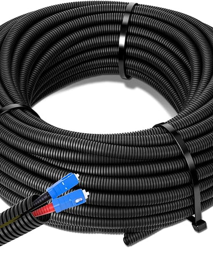 Sasylvia 1/4" x 25 ft Split Wire Loom Tubing Automotive Wire Loom Assortment Split Cable Sleeves Bulk Flexible Electrical Conduit Protective Kit