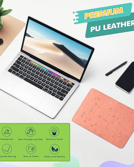 PU Leather Mouse Pad With Stitched Edge, Micro-Fiber Base, Non-Slip Waterproof for Computers, Laptop, 8x11 Inch (Pink)