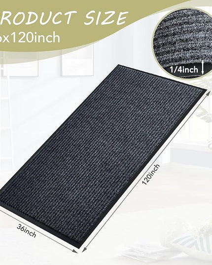 Front Door Mat,3'x10'Indoor Outdoor Door Mat,Heavy Duty Durable Welcome,Commercial Floor Mats Inside Outside Entrance, Waterproof All-Season, All-Weather Non Slip Backing Doormat for Entryway,Black