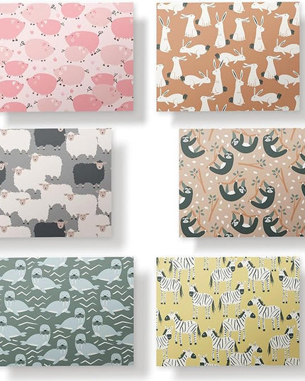 Twigs Paper - Assorted Animal Pattern Greeting Cards - Stationery Cards with Envelopes - Thank You Card - Blank Note Cards - Greeting Cards for All Occasions - Made in USA (5.5 x 4.25, Set of 12)