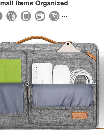 MOSISO 360 Protective Laptop Shoulder Bag,15 inch Computer Bag Compatible with MacBook Air M4 M3 M2/Pro A1990 A1707, Dell XPS Plus,Side Open Messenger Bag with 4 Zipper Pockets&Handle, Gray