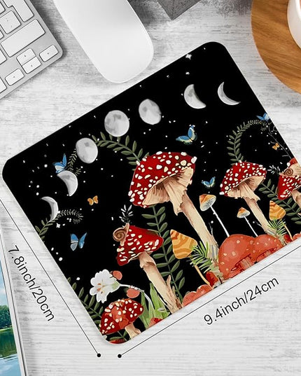 Cute Mushroom Square Mouse Pad,Non-Slip Rubber Base Mouse Pad,Home Office Decoration Desktop Accessory,Laptop Mouse Pad for Office Laptops,9.4x7.8x0.12inch 2