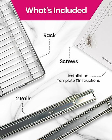 HOLD N' STORAGE Pull Out Cabinet Organizer, Heavy Duty-w/Lifetime Limited Warranty -11”W x 17”D-Requires At Least 12-1/4” Cabinet Opening, Steel Metal Cabinet Drawers Slide Out, Chrome Finish