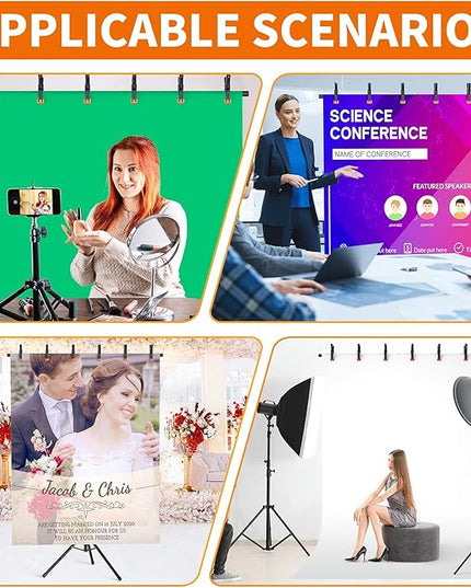 Portable T-Shape Backdrop Stand Support Kit 8x5.3ft, Adjustable Photography Green Screen Backdrop Stand for Parties, Photography Videography Studio (8×5.3Ft)