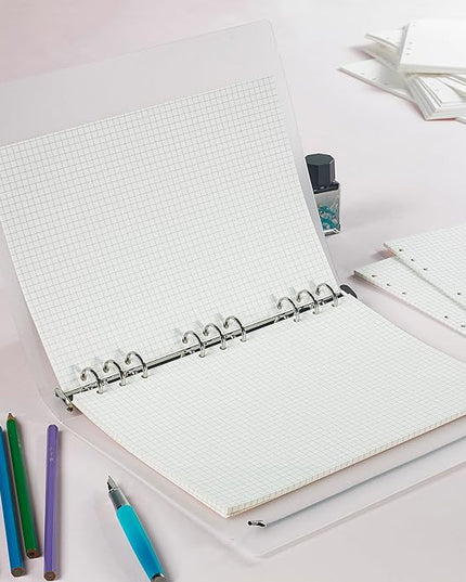 90 Sheets Planner Refill Paper, 255x180mm, 5mm Squared Inserts Paper B5 9 Holes Binder Grid Notepaper for Filofax Bullet Journals Diary