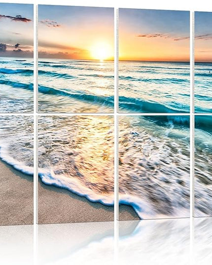 YPY Art Acoustic Panels Self Adhesive: Beach Wall Art Sound Proof Panel Decorative Acoustic Panels Acoustical Treatment for Recording Studio 8 Pack 48x32 Inches