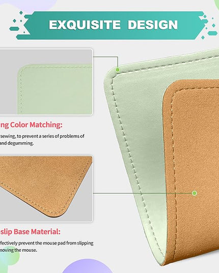 Mouse Pad, PU Mouse Pad，Leather Mouse Pad with Stitched Edge Micro-Fiber Base with Non-Slip Waterproof，Mouse Pad for Computers，Laptop, 8x11Inch (Fresh Green)