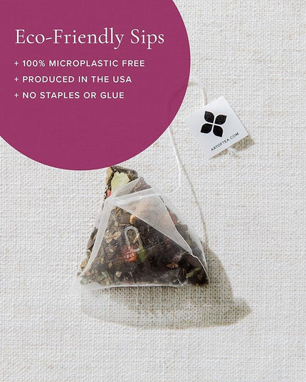 Art of Tea | Organic Green Pomegranate Tea| 50 Eco Friendly Pyramid Tea Bag Sachets