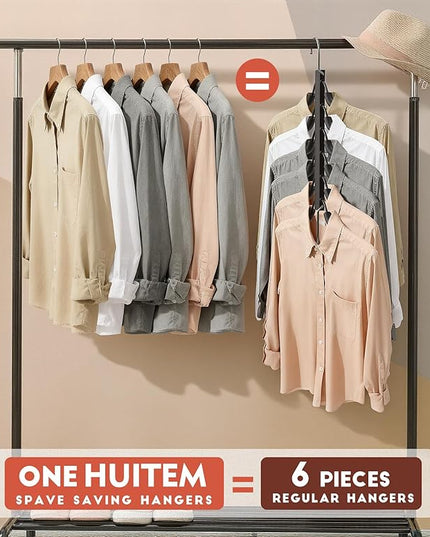 Clothes Hangers Space Saving 6 Tier Coat Hangers, Swing Arm Non Slip Padded Multi Sweater & T Shirt Hangers, 3 Packs Heavy Duty Stainless Steel Sweater Closet Organizers and Storage