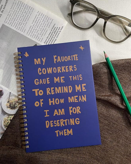 NeatNiche Spiral Notebooks For Work- Hardcover Gold coil-bound Journal Dairy For Women, 5.8"x8.3",Funny Going Away Gifts For Coworkers,Sarcastic Farewell Gifts,Coworker Leaving Gift,New Job Or Birthday Gift (Blue)