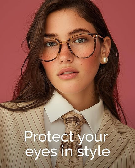 Gaoye Blue Light Blocking Glasses - Trending Round TR90 Frames, Metal Arms, UV400 Protection - Matching Soft Case