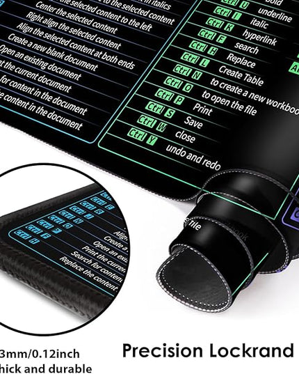 Galdas Gaming Mouse Pad XXL XL Large Long Extended Big Mousepad Non-Slip Rubber Keyboard Desk Pad with Stitched Edges for Laptop Home Office (31.5x11.8x0.08 Inch) … (Shortcut Keys Mac)