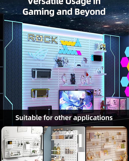 Wall Organizer Peg Board - Elevate And Declutter Your Gaming And Office - Create A Perfectly Structured Space(White)