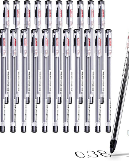 XFasten Extra Fine Point Pens 0.38mm 24-Pack Japanese-Style Fine Tip Gel Ink Ballpoint Pen Black, Smooth Ink Flow, Smudge-Free, Quick-Drying, No Smear for Journaling, Note-Taking, Office, and School