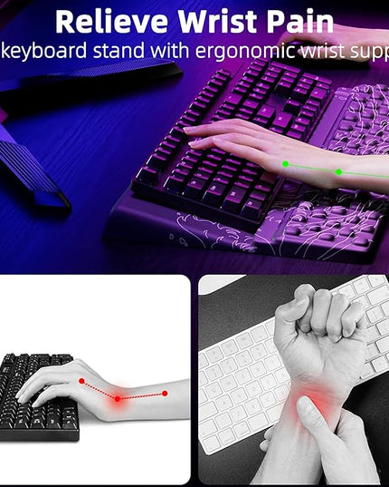 Ospelelf Wrist Support With Keyboard Stand, Comfy Ergonomic Riser Holder for Office Home