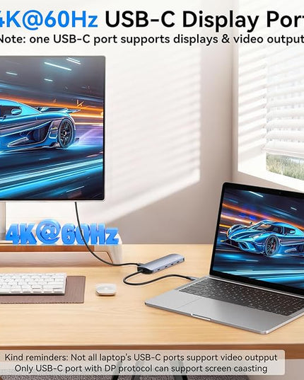USB C Hub 10Gbps, USB C Splitter with 4K@60Hz Video Output, 100W PD Charging, Data Transfer, USB4 Multiport Dongle Adapter Extender for MacBook Pro/Air, iPad Pro, Dell, HP and More Type C Devices