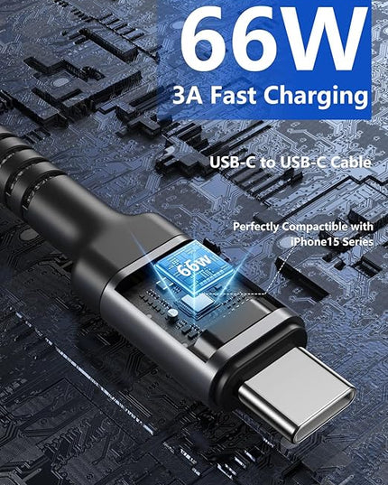 USB C to USB C Cable 6FT, USB Type C Fast Charging Cable 2Pack USB C Cable Nylon Braided USBC iPhone Charger Cord Compatible with iPhone 17/16/15/Pro Max, Sam-sung Galaxy S23, LG and More USB-C Device