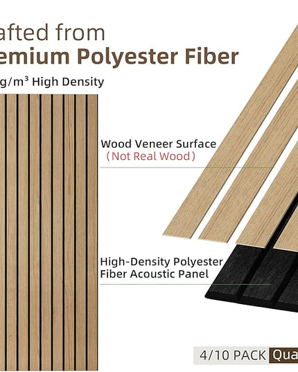 TO-TH Wood-Look Acoustic Wall Panels, 10 Pack 47.2” x 23.6” Acoustic Panels, Decorative Sound Absorbers Sound Dampening Panels for Home, Office, Basement, Teak