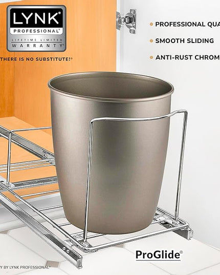 LYNK PROFESSIONAL® Pull-Out Trash Can Drawer – Sliding Organizer for Kitchen Cabinet or Under-Sink Use – Heavy Duty Storage Rack (Bin Not Included)