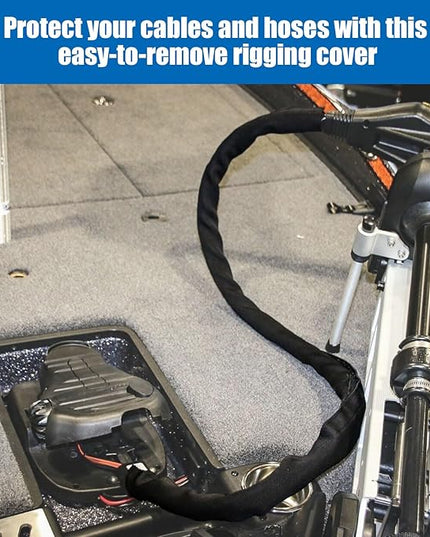 HSOKEW 2Pc Outboard Motor Cable Sleeve with 100pcs Nylon Cable Tie, 47 Inch Long Zippered Rigging Sleeve Trolling Motor Sleeve Trolling Motor Cable Organizer Sleeve for Cover Wire Extension Cord