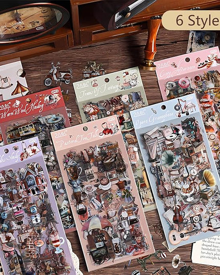 Ptyism 563 Pcs/36 Sheets Stickers for Scrapbooking,Sticker for Journaling Scrapbooking Stickers for Scrapbooking Art Journal Bullet Journal Accessories