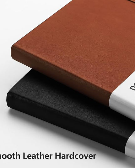 RETTACY Bullet Dotted Journal Notebook, 192 Pages, A5 Medium Size (5.7'' x 8.3''), Leather Hardcover, 100 GSM Thick Paper, for Bullet Journaling, Planning, Tracking (Black)