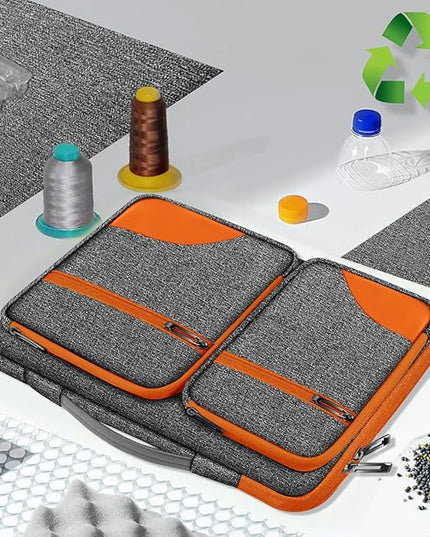 Hseok Laptop Case 15 15.6 16 inch Sleeve with Handle and Hidden Strap,Compatible with MacBook Pro 15.4 16, 360° Protective PC Briefcase with 4 Pockets for Laptop Accessory,Easy to Carrying,Gray-Orange
