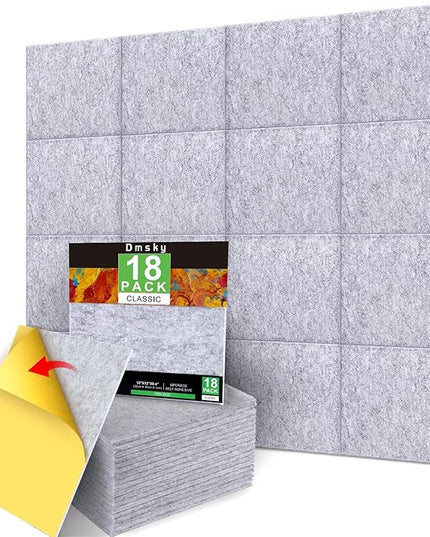 18 Pack Gray Acoustic Panels 12"X12"X 0.4" Soundproof Wall Panels Wall Decoration Sound Absorbing Panel High-Density Sound Deadening Panels Acoustic Treatment Panel for Home Studio