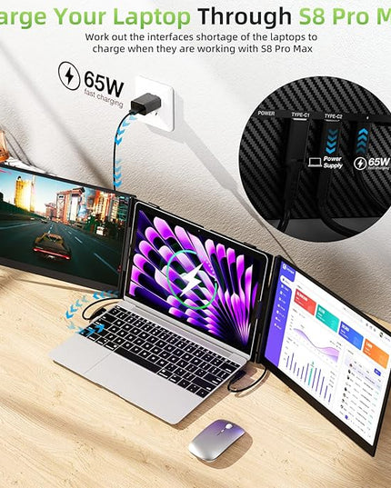 Laptop Screen Extender, Ultra-Thin 15.3" FHD 1200P 16:10 Portable Monitor for Laptop, Lightweight Travel Monitor Extender Plug & Play for 14"-17.3" Laptops, Compatible with Wins/Mac/Android/Chrome
