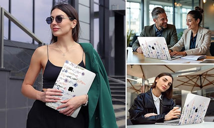 DONGKE Compatible with MacBook Pro 13 inch Case 2024 2023-2020 Release A2338 M2/M1 A2251 A2289 with Retina Display & Touch ID, Plastic Hard Shell & Keyboard Cover & Screen Film - Painting Floral