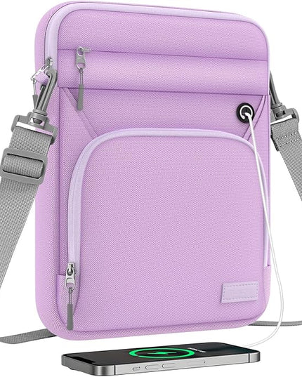 MoKo 9-11 Inch 360° Protective Tablet Sleeve Bag, Fits 11 inch iPad Air M3, iPad A16 2025, Pro 11 M5, iPad 10/9/8/7th, Tab S8/S9 11, Multifunctional Bag with Shoulder and Headphone Port, Purple