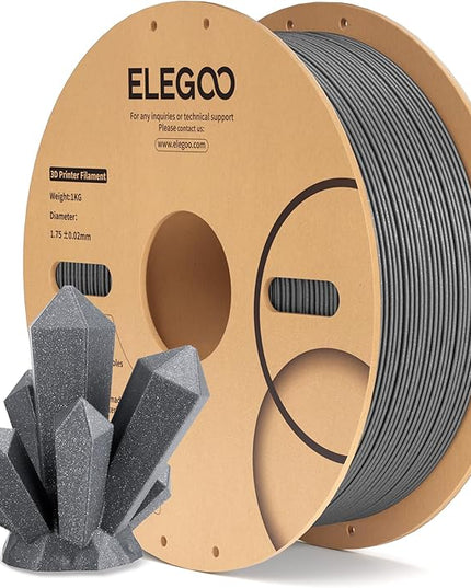 ELEGOO PLA Filament 1.75mm Sparkle Dark Gray 1KG, Glitter Twinkling 3D Printer Filament Dimensional Accuracy +/- 0.02mm, 1kg Spool(2.2lbs) Fits for Most FDM 3D Printers