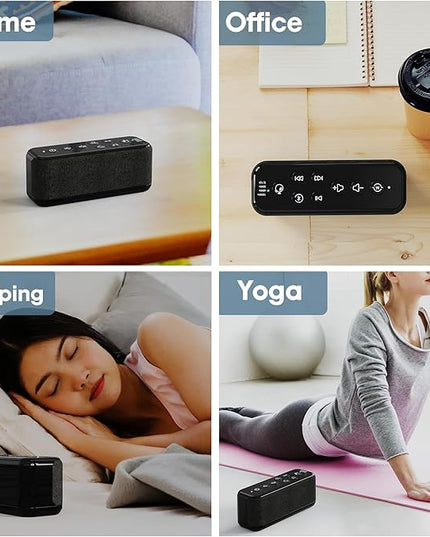 Sound Machine with Bluetooth,Wireless Rechargeable White Noise Machine,40H Long Runtime,Stereo Speakers,30/60/120m Timer,Memory Function,Portable Noise Machine for Sleeping/Office Privacy/Travel/Relax