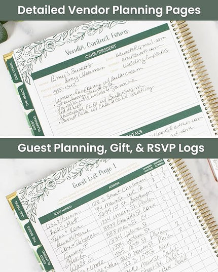 bloom daily planners Hard Cover Wedding Day Planner Bridal Journal & Organizer (Undated) - 9" x 11" - Planning Our Forever