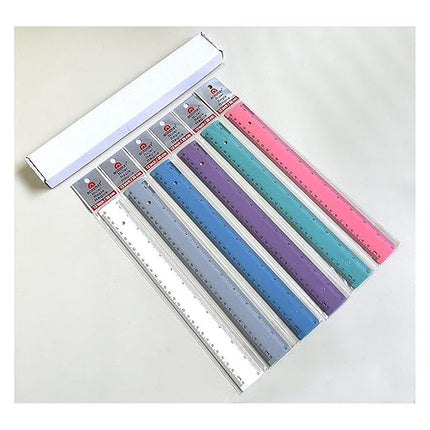 Acrimet Plastic Ruler 12 Inches/ 30 Centimeters, Measuring Device Tool for Student, School, Office, Heavy Duty (Pastel Assorted Color) (6 Pack)