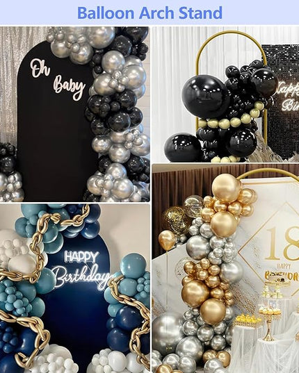 Metal Arch Backdrop Stand and Cover Set 7.2 ft, Wedding Arch Stand with Black Cover for Party, Birthday, Wedding, Bridal Shower, Baby Shower (Black, 7.2 ft)