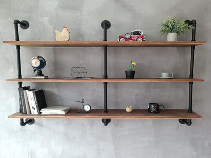 Floating Shelves for Wall Bookshelf Industrial Pipe Shelving Shelves Natural Wood Planks 60 inch Rustic Wall Shelves Hanging Bookshelves Farmhouse Kitchen Shelving