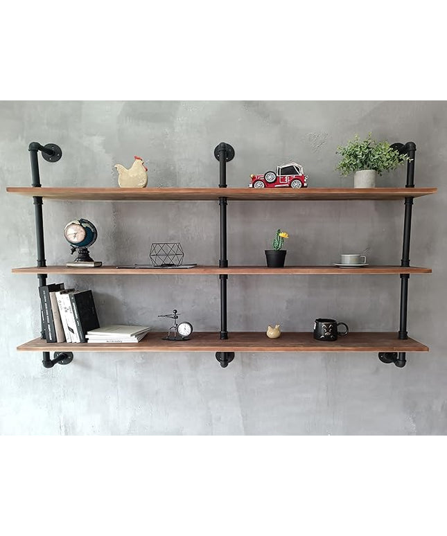 Floating Shelves for Wall Bookshelf Industrial Pipe Shelving Shelves Natural Wood Planks 60 inch Rustic Wall Shelves Hanging Bookshelves Farmhouse Kitchen Shelving