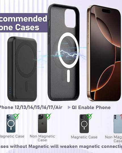 3 in 1 Wireless Charging Station: 5000mAh Removable Power Bank Charger Stand for Phone/Watch/Air Pods - Portable Magnetic Battery Pack for Air 17 16 15 14 13 12 Series