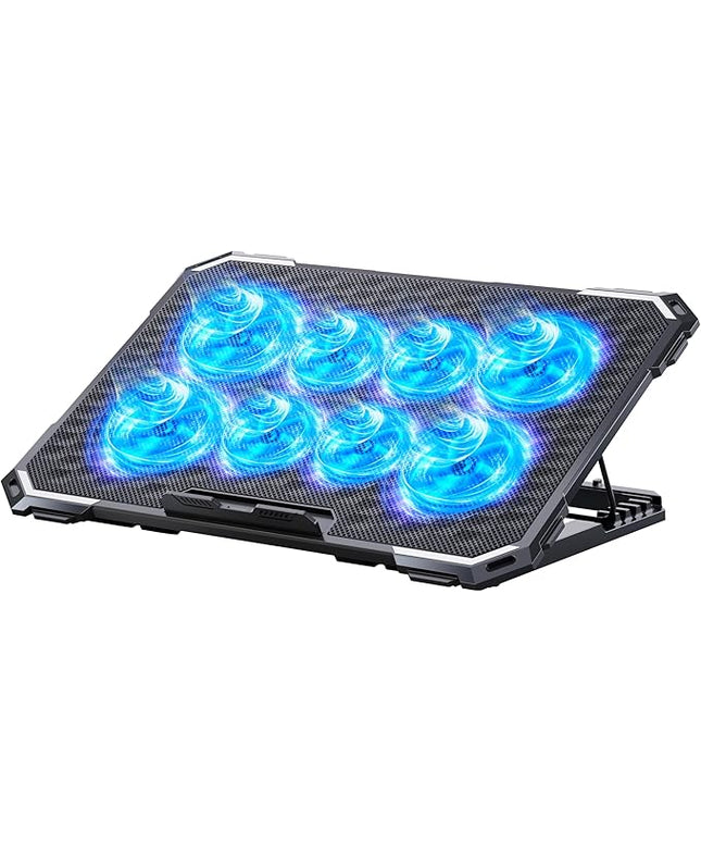 ICE COOREL Laptop Cooling Pad with 8 Cooling Fans, Cooling Pad for Laptop Fan 13-15.6 Inch, Laptop Cooler Stand with 6 Height Adjustable, Notebook Cooler Pad with Two USB Port [2025 Version]