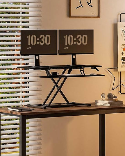 FLEXISPOT 40" Wide Standing Desk Converter Sit to Stand up Riser Height Adjustable Computer Workstation with Spacious 2-Tier Desktop, Black