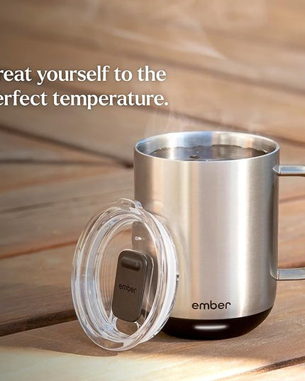 Ember Temperature Control Smart Mug 2, 10 Oz, App-Controlled Heated Coffee Mug with 80 Min Battery Life and Improved Design, Stainless Steel