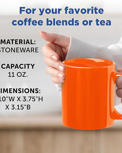 DISCOUNT PROMOS Ceramic Coffee Mugs 11 oz. Set of 10, Bulk Pack - Coffee cup set, Iced coffee cup, Gaming mug - Orange